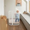 5in1 daugiafunkcė medinė balta kūdikio lovytė