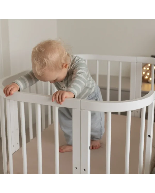 5in1 daugiafunkcė medinė balta kūdikio lovytė