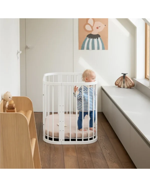 5in1 daugiafunkcė medinė balta kūdikio lovytė