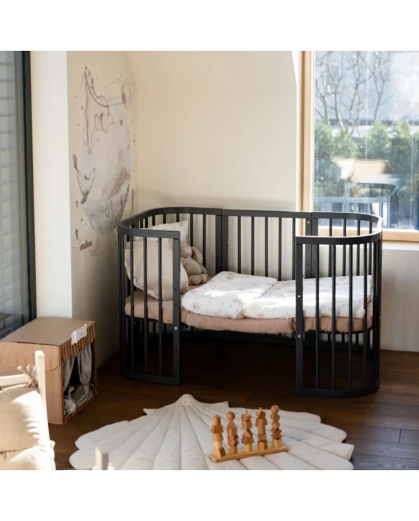 7in1 daugiafunkcinė tamsaus grafito spalvos kūdikio lovytė