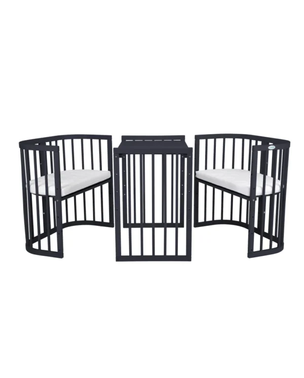 7in1 daugiafunkcinė tamsaus grafito spalvos kūdikio lovytė