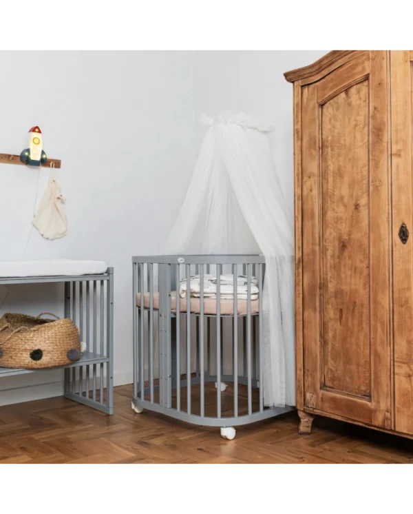 7in1 daugiafunkcinė pilka kūdikio lovytė