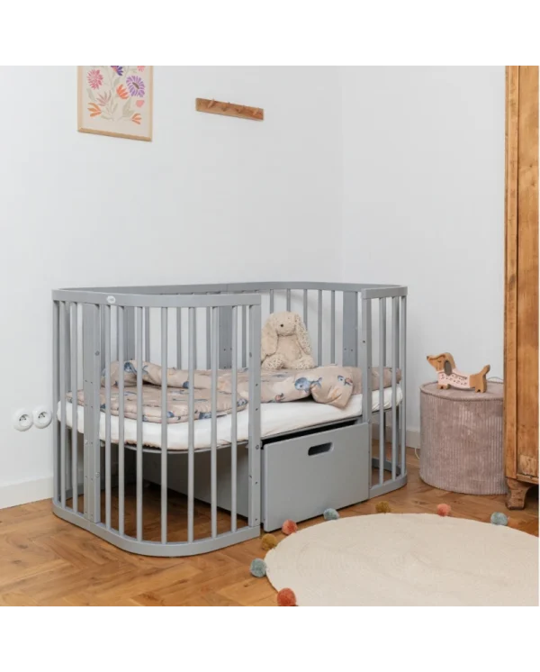 7in1 daugiafunkcinė pilka kūdikio lovytė