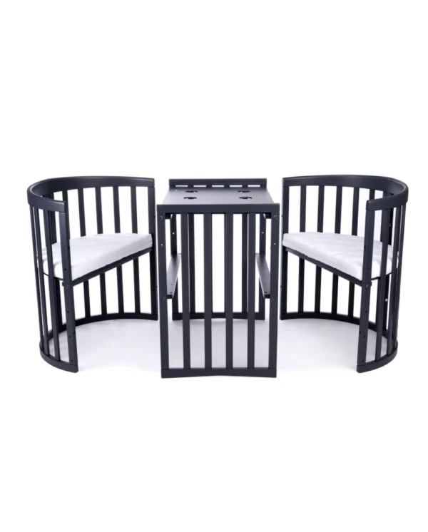 Ovali 7in1 daugiafunkcinė tamsaus grafito spalvos kūdikio lovytė