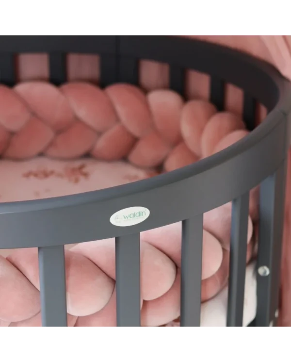 Ovali 7in1 daugiafunkcinė tamsaus grafito spalvos kūdikio lovytė