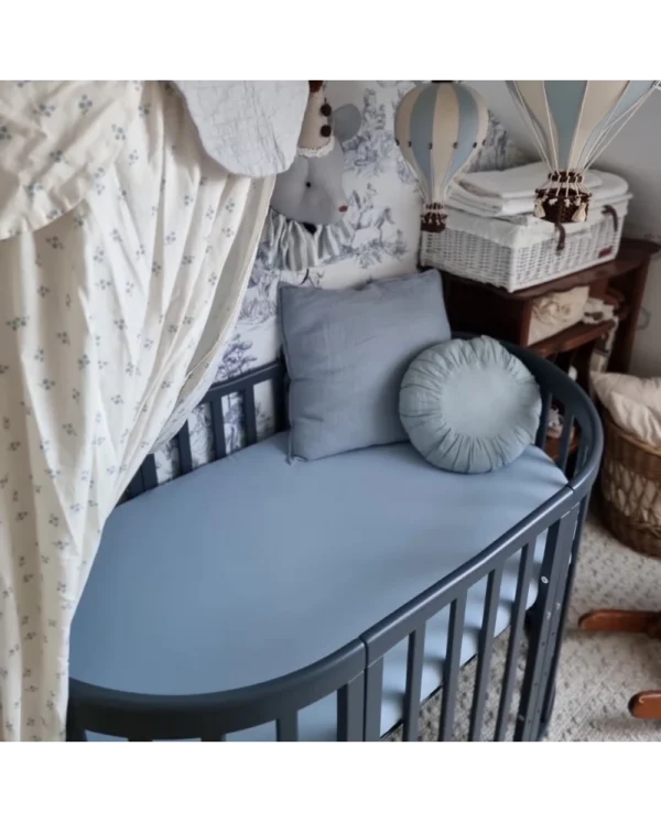 Ovali 7in1 daugiafunkcinė tamsaus grafito spalvos kūdikio lovytė