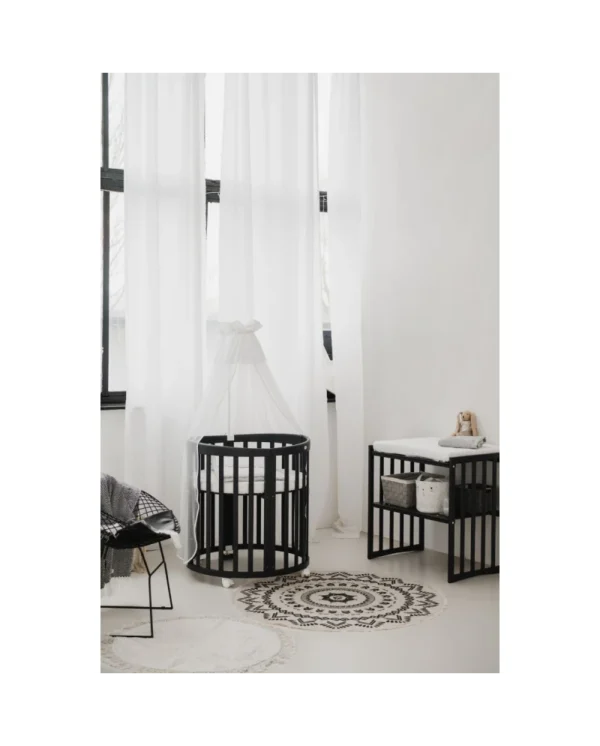 Ovali 7in1 daugiafunkcinė tamsaus grafito spalvos kūdikio lovytė