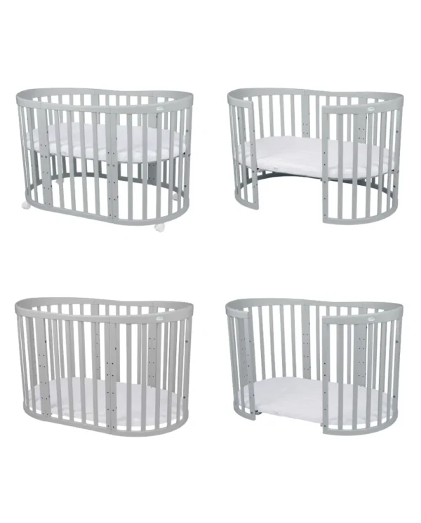 Ovali 7in1 daugiafunkcinė pilka kūdikio lovytė