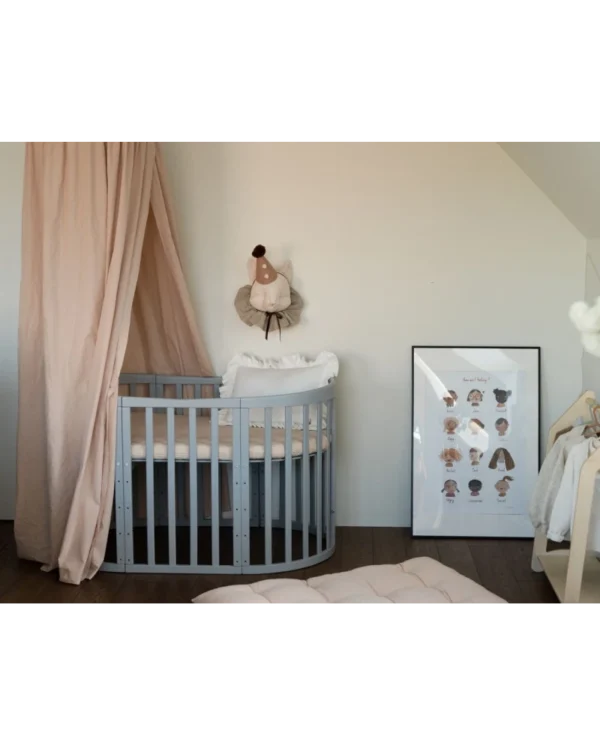 Ovali 7in1 daugiafunkcinė pilka kūdikio lovytė