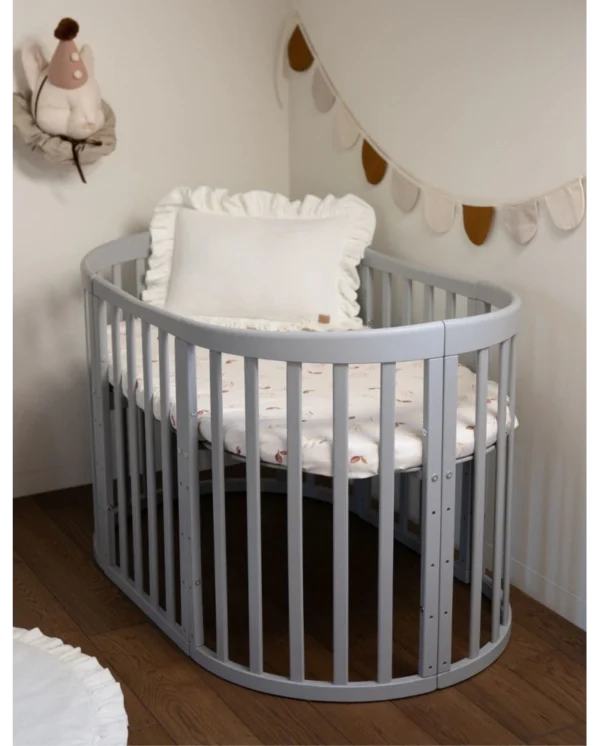 Ovali 7in1 daugiafunkcinė pilka kūdikio lovytė