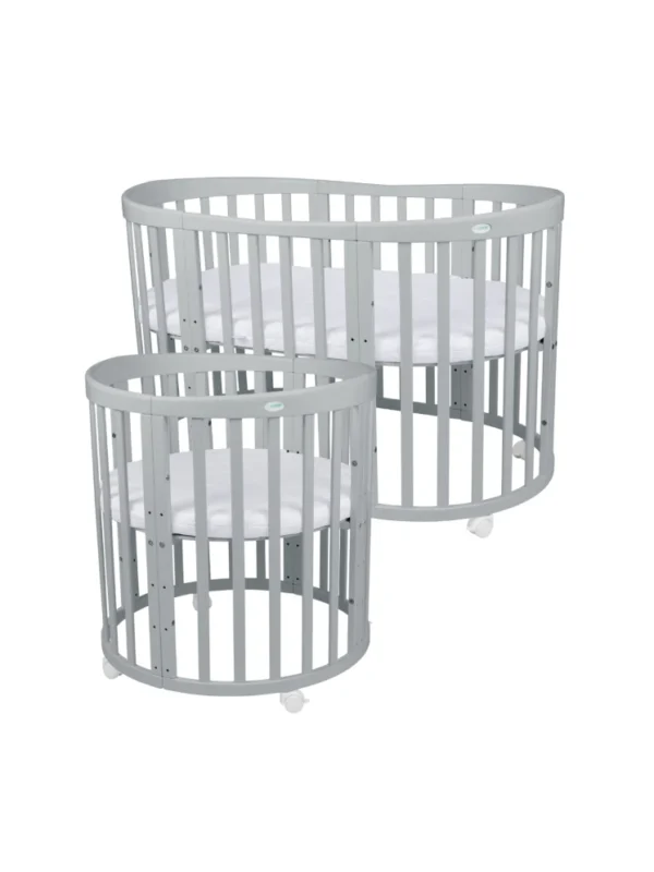 Ovali 7in1 daugiafunkcinė pilka kūdikio lovytė