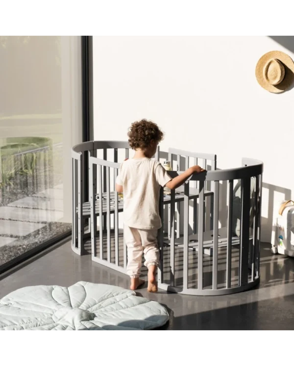 Ovali 7in1 daugiafunkcinė pilka kūdikio lovytė