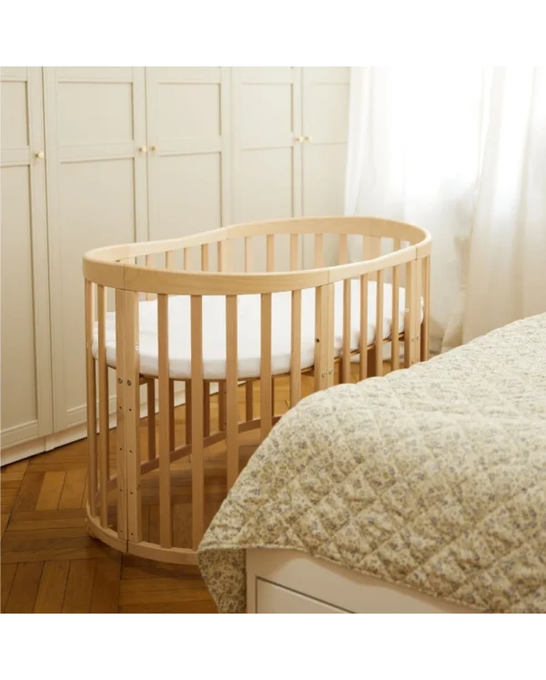 Ovali 7in1 daugiafunkcinė medinė kūdikio lovytė