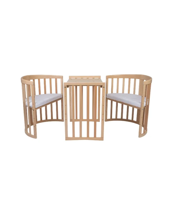 Ovali 7in1 daugiafunkcinė medinė kūdikio lovytė