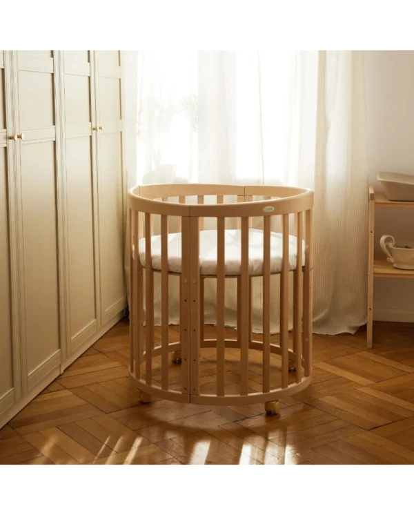 Ovali 7in1 daugiafunkcinė medinė kūdikio lovytė