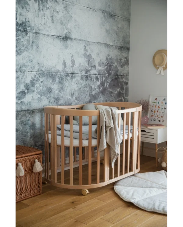 Ovali 7in1 daugiafunkcinė medinė kūdikio lovytė