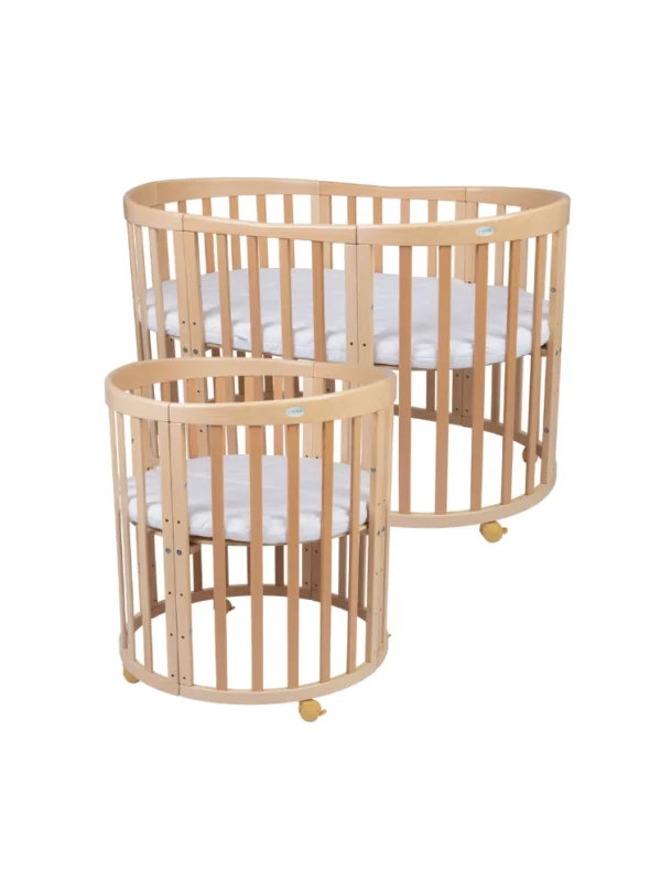 Ovali 7in1 daugiafunkcinė medinė kūdikio lovytė