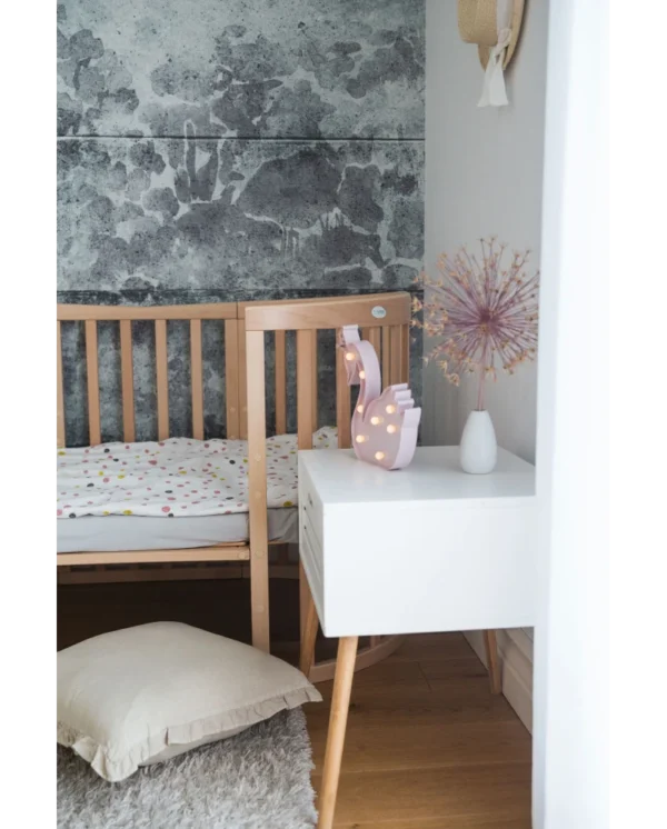 Ovali 7in1 daugiafunkcinė medinė kūdikio lovytė