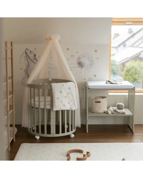 Ovali 7in1 daugiafunkcinė alyvuogių spalvos kūdikio lovytė