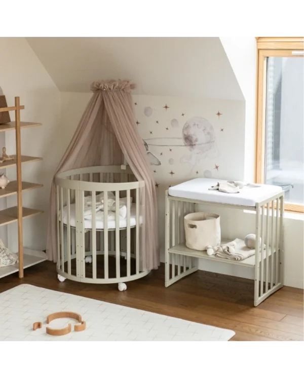 Ovali 7in1 daugiafunkcinė alyvuogių spalvos kūdikio lovytė