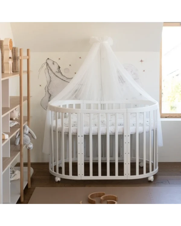 Ovali 7in1 daugiafunkcinė balta kūdikio lovytė