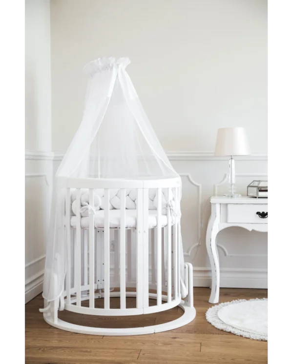 Ovali 7in1 daugiafunkcinė balta kūdikio lovytė