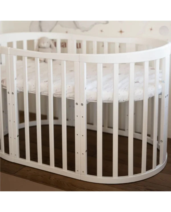 Ovali 7in1 daugiafunkcinė balta kūdikio lovytė