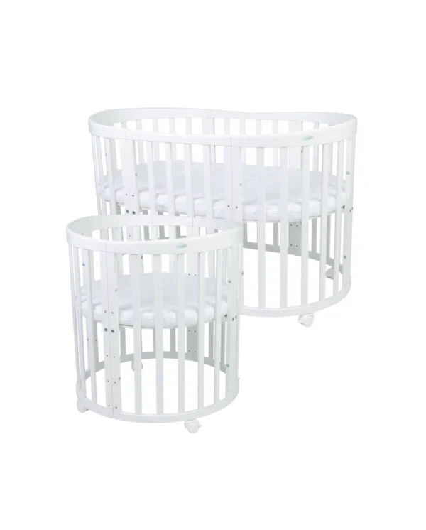 Ovali 7in1 daugiafunkcinė balta kūdikio lovytė