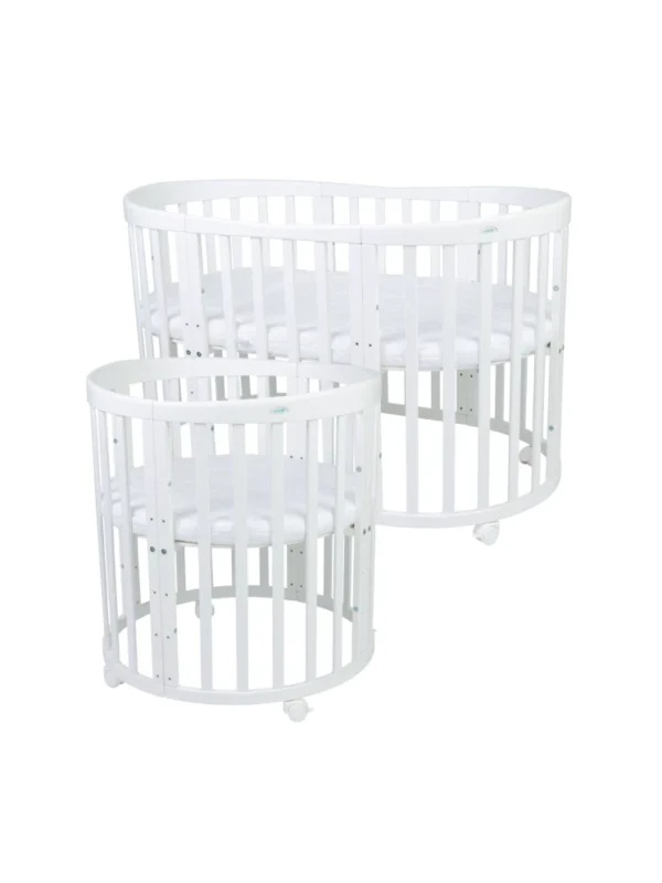 Ovali 7in1 daugiafunkcinė balta kūdikio lovytė