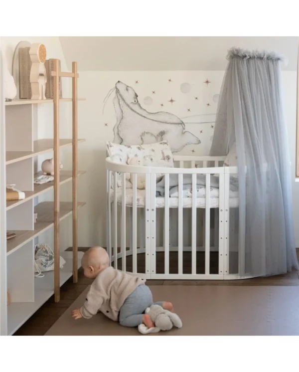 Ovali 7in1 daugiafunkcinė balta kūdikio lovytė