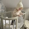 5in1 daugiafunkcė medinė alyvuogių spalvos kūdikio lovytė