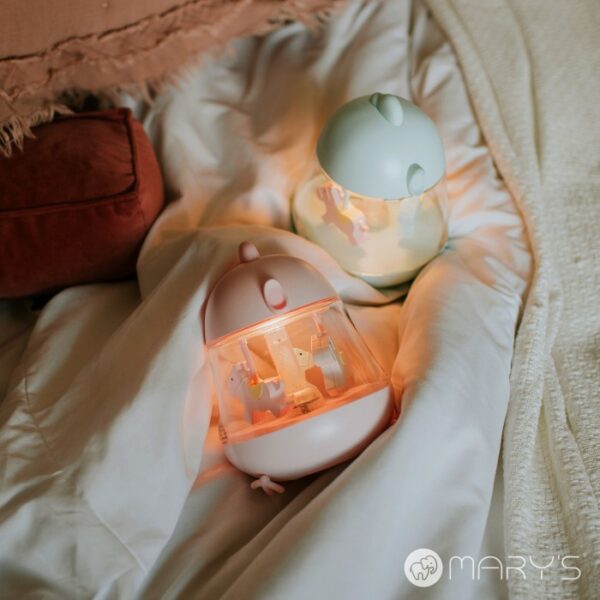 Naktinė lempa - rožinė Muzikinė karuselė