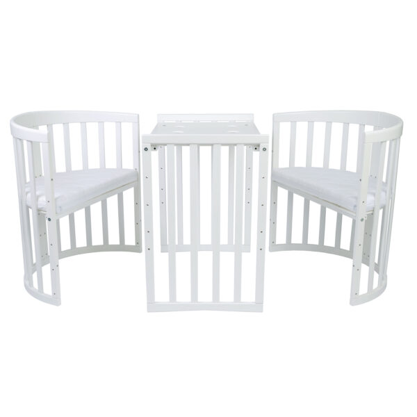 Ovali 7in1 daugiafunkcinė balta kūdikio lovytė