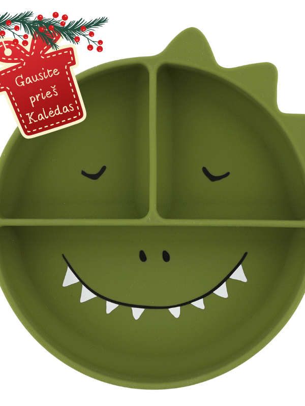 Silikoninė padalinta lėkštė su siurbtuku- Dinozauras trixie™