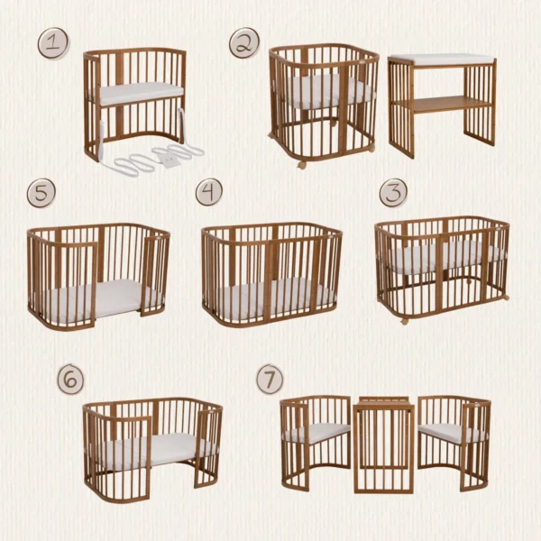 7in1 daugiafunkcinė vintage kūdikio lovytė
